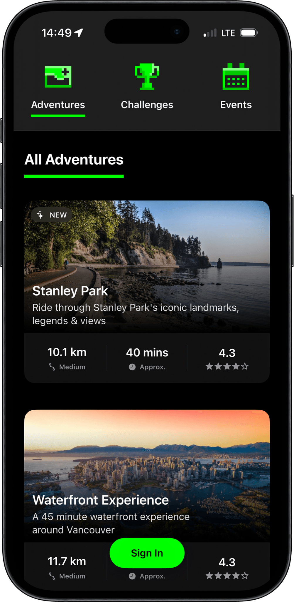 Cykel rider app on a phone